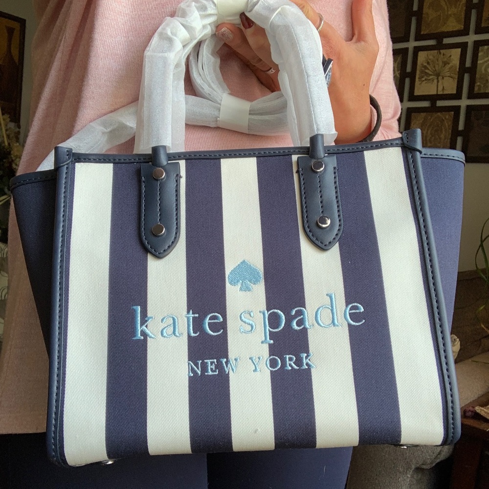 Authentic KATE SPADE Thick canvas and leather trim top zip Satchel/Crosby - Picture 1 of 14
